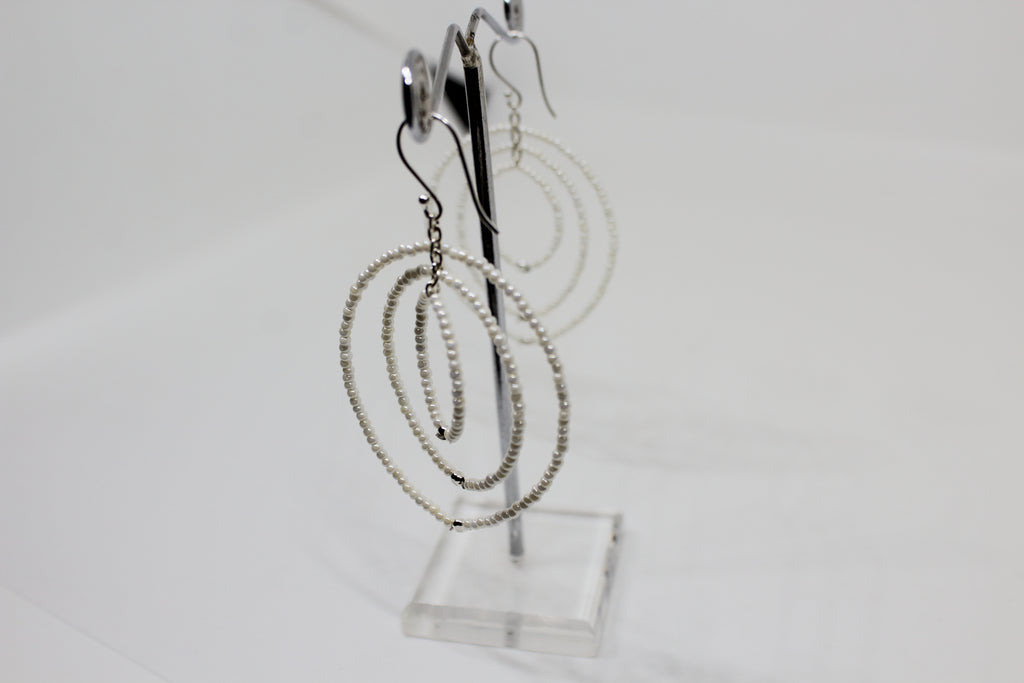 White Beads Danglers
