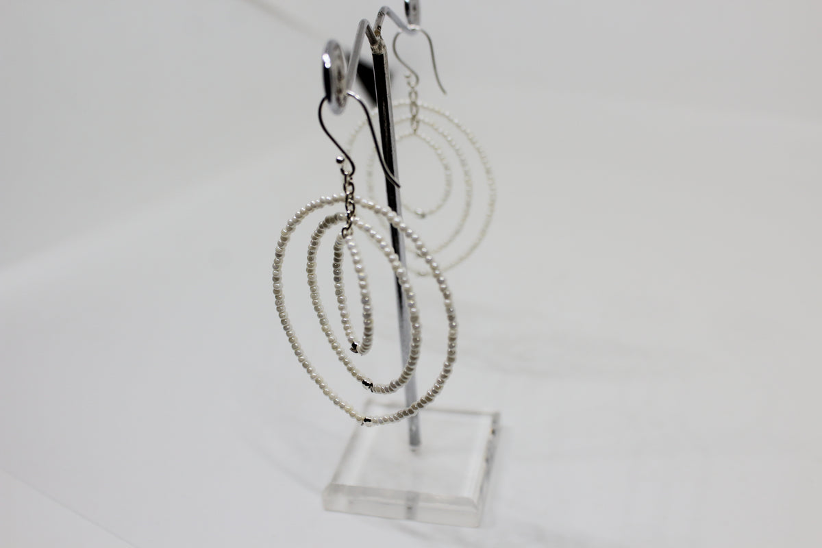 White Beads Danglers