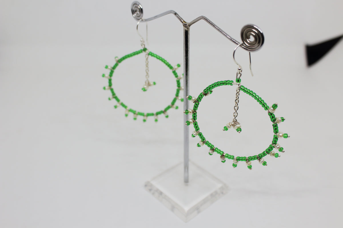 Pearl Bead Hoop Danglers