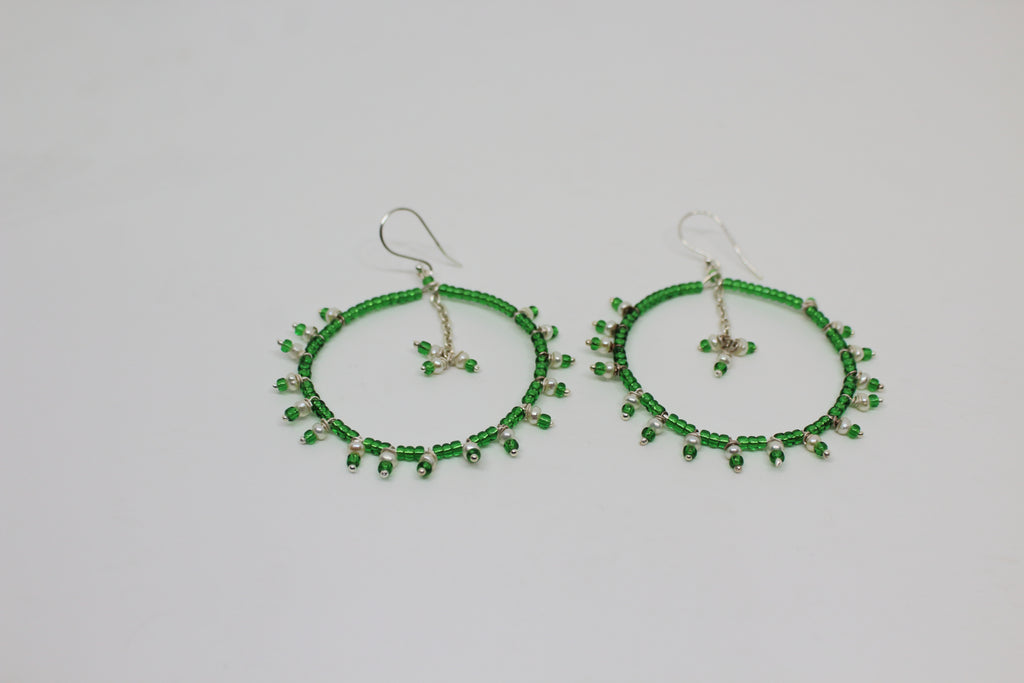 Pearl Bead Hoop Danglers