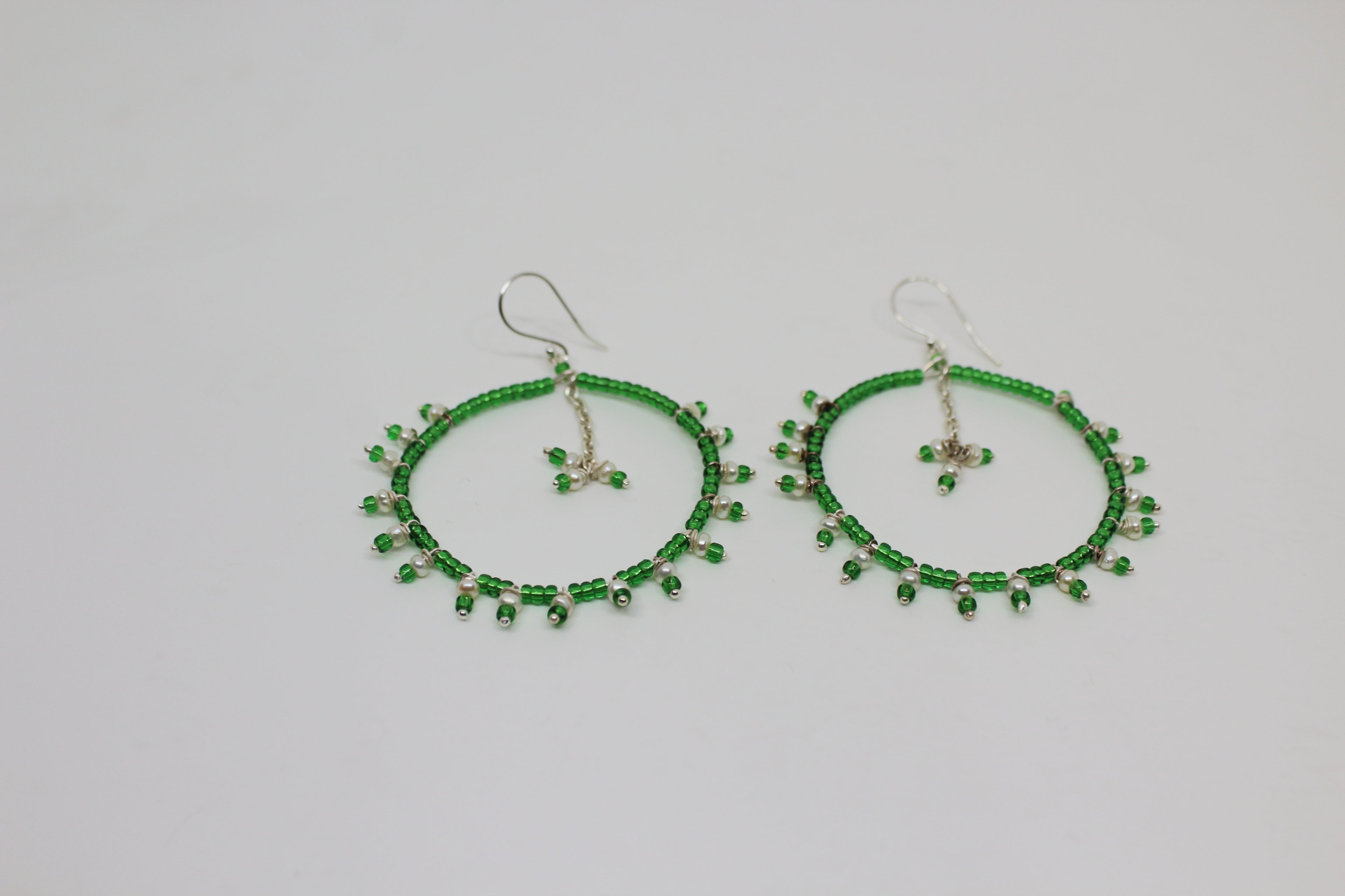 Pearl Bead Hoop Danglers