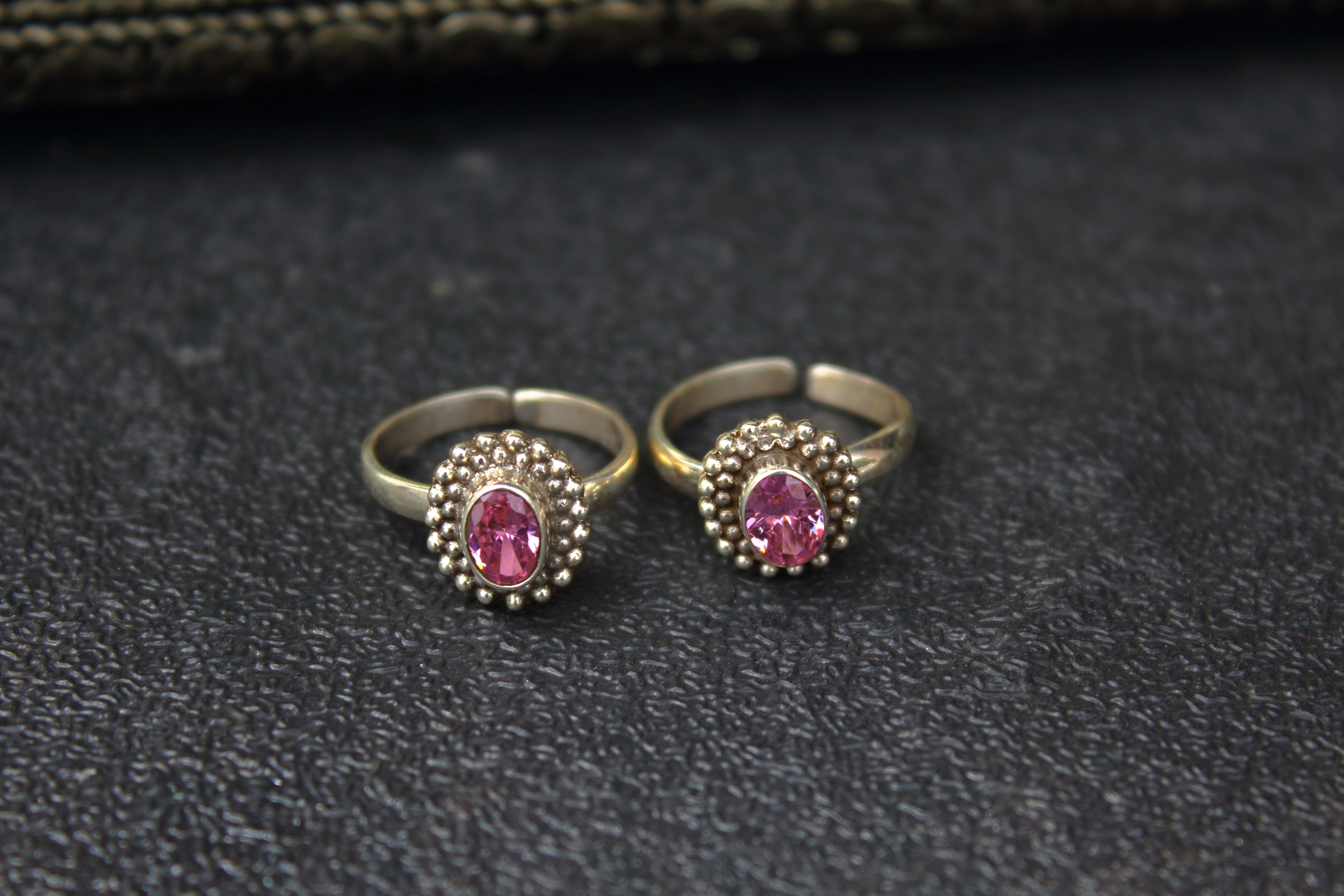 Baby pink stone studded toe ring