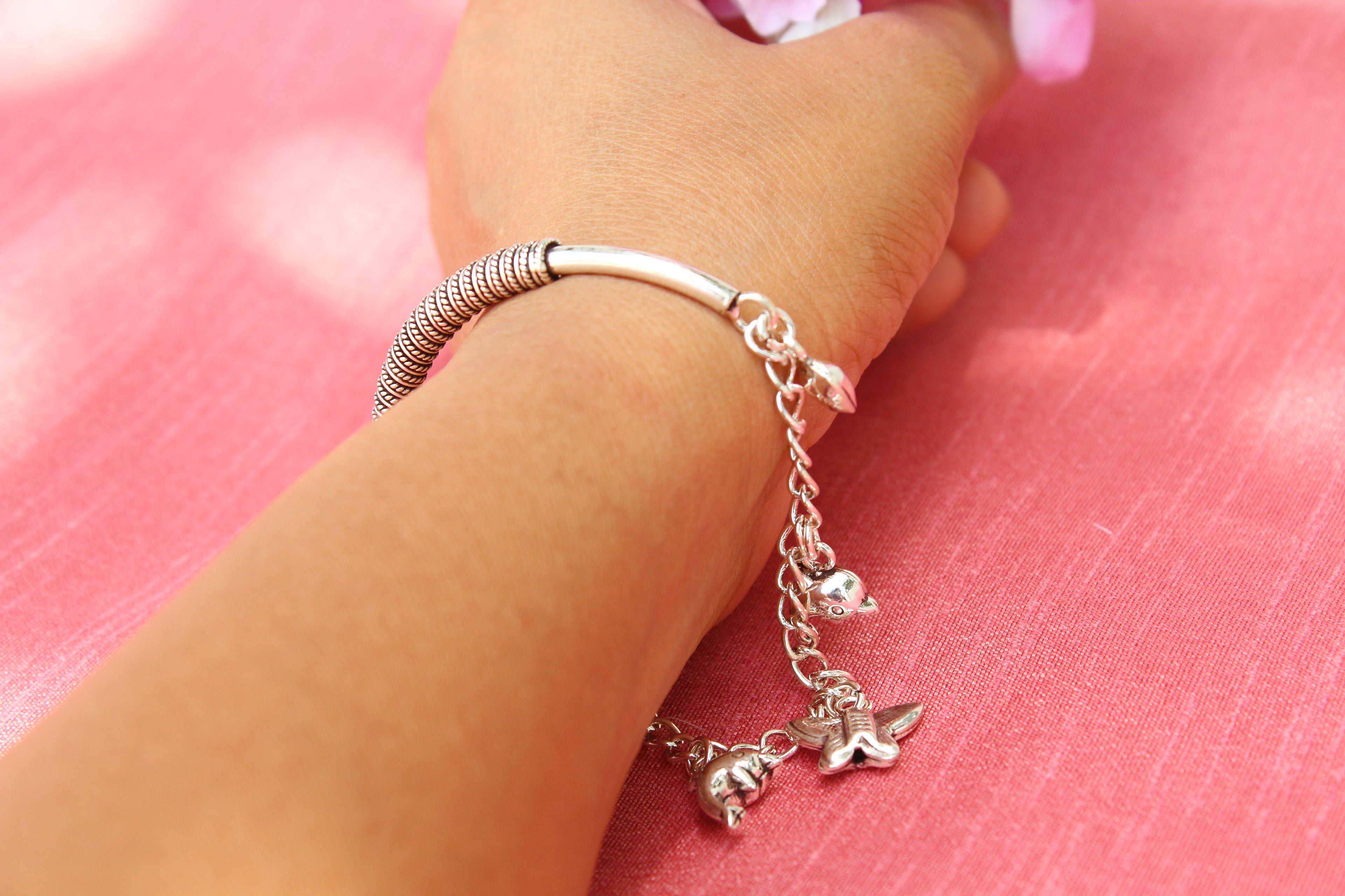 Butterfly dolphin charms bracelet