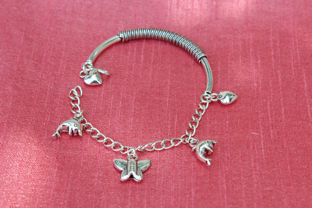 Butterfly dolphin charms bracelet