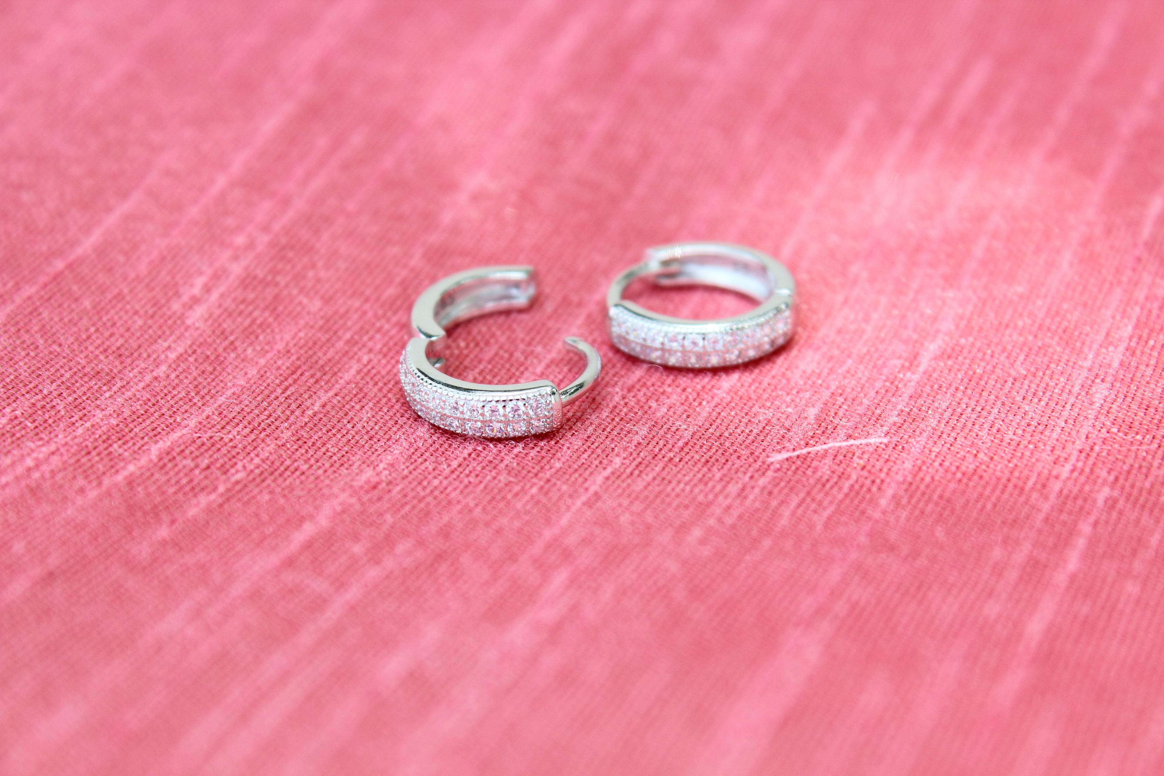 Zircon studded small hoop