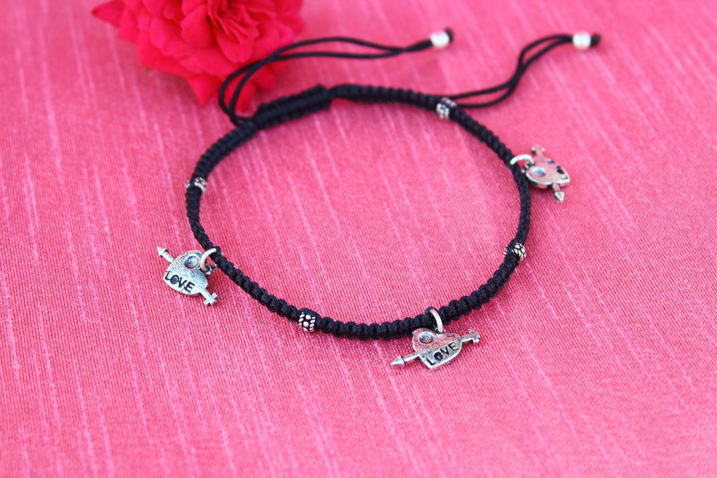 Love heart charm thread anklet/nazaria