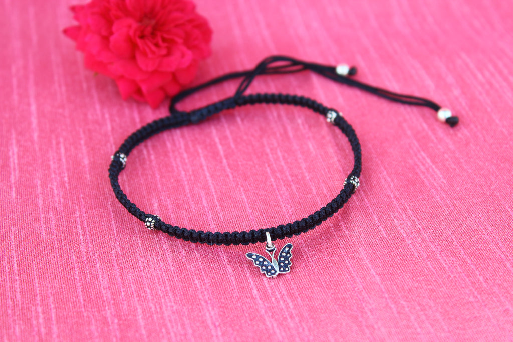 Butterfly charm thread anklet/nazaria