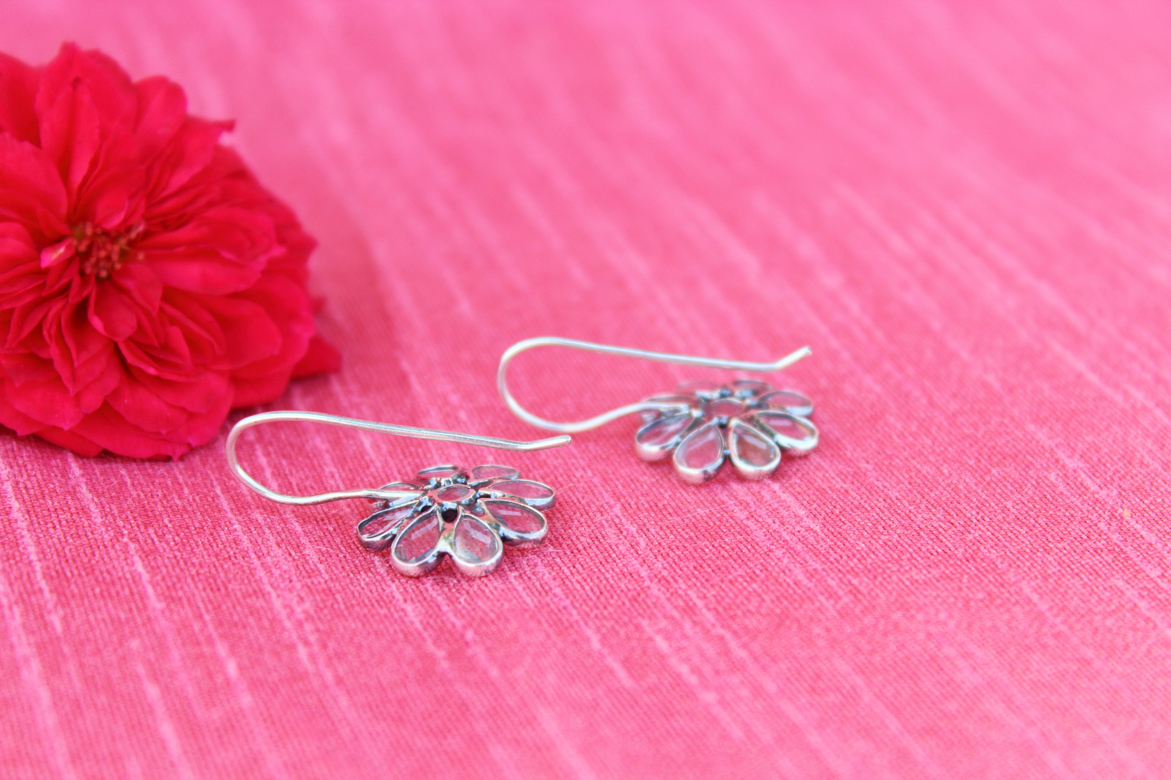 Polki flower earring