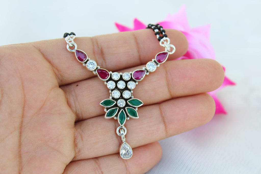 Multicolor Flower Leaf Mangalsutra