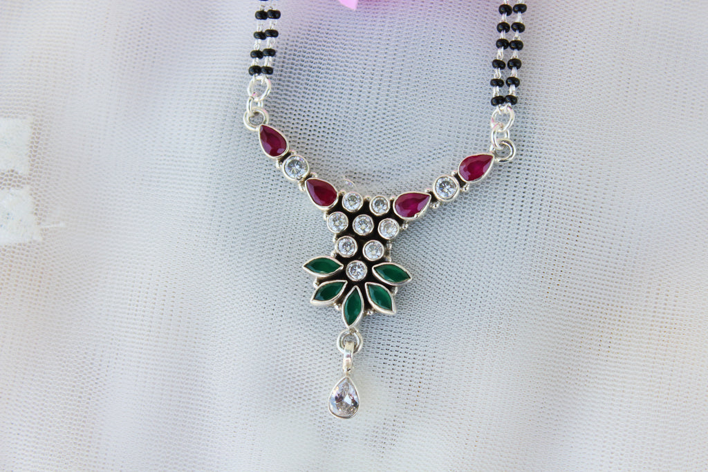 Multicolor Flower Leaf Mangalsutra