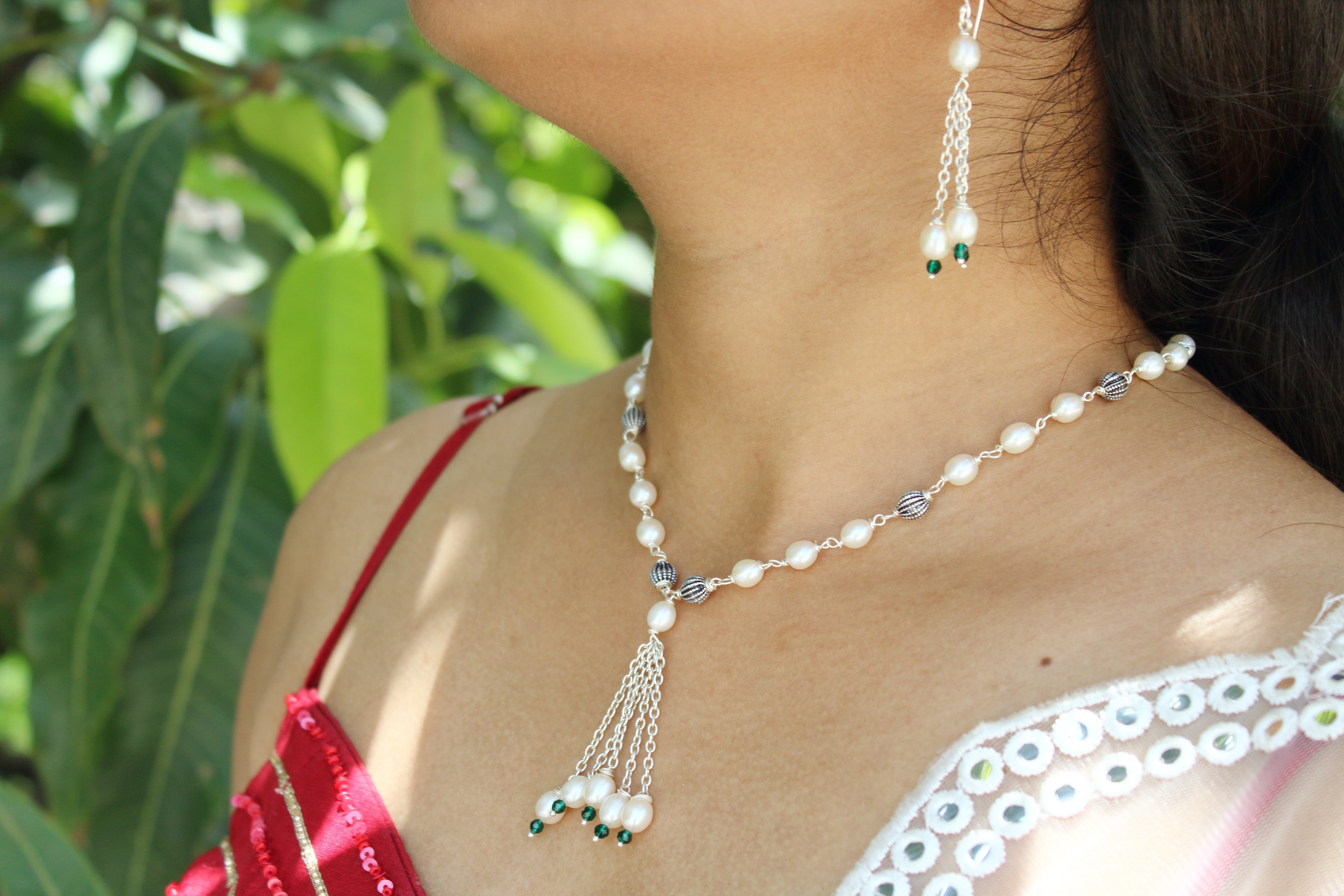 Waterfall Pearl Necklace Set