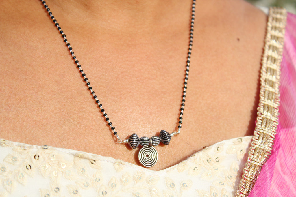 Oxidized Spiral Coin Mangalsutra