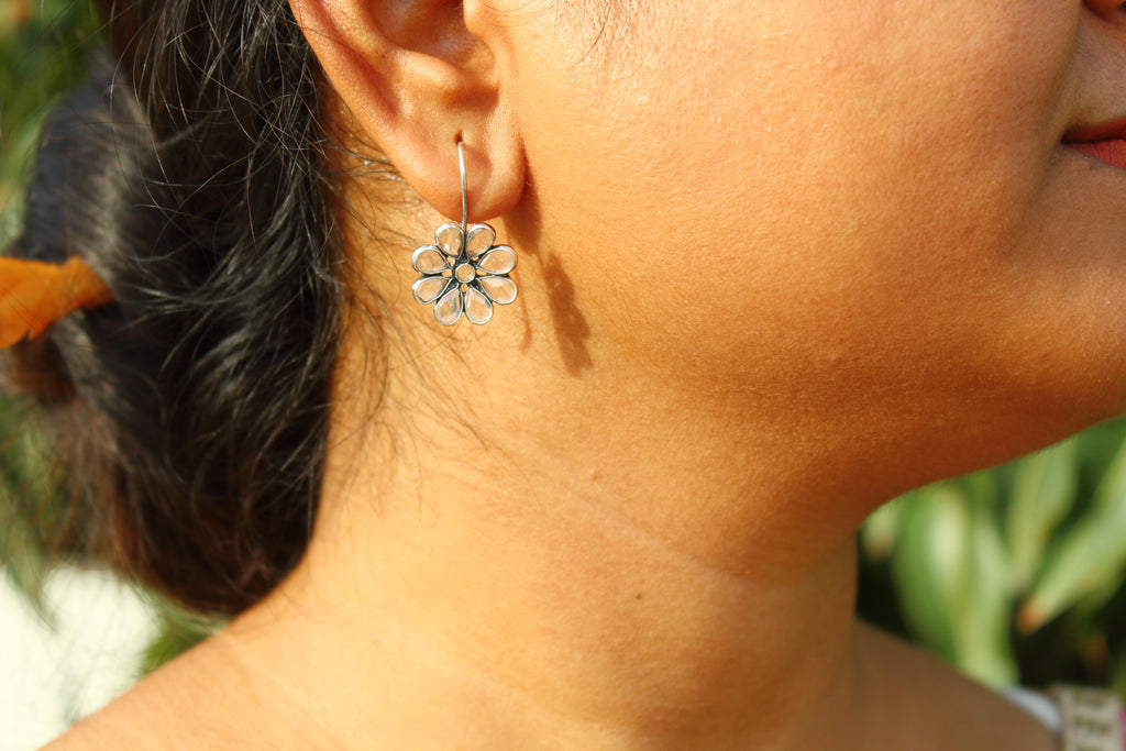 Polki flower earring