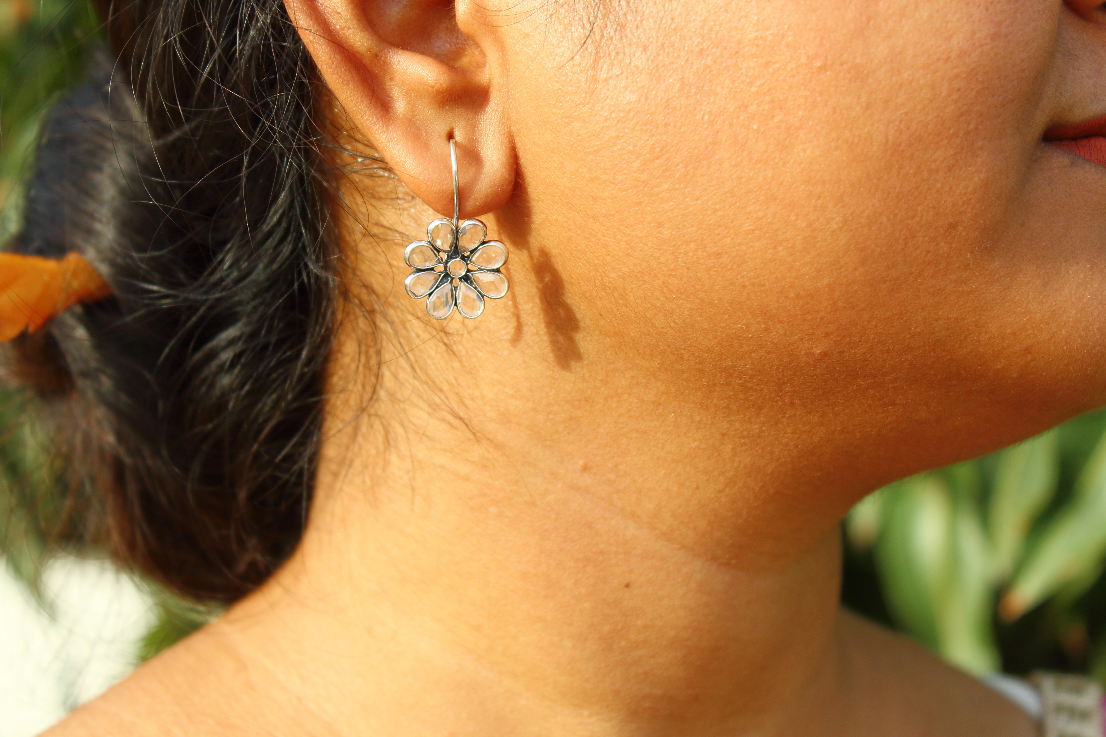 Polki flower earring