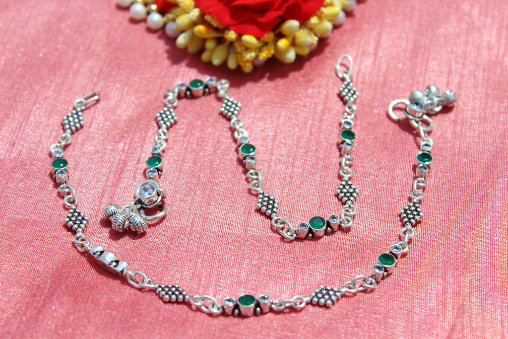 Green Stone Sequence Anklet