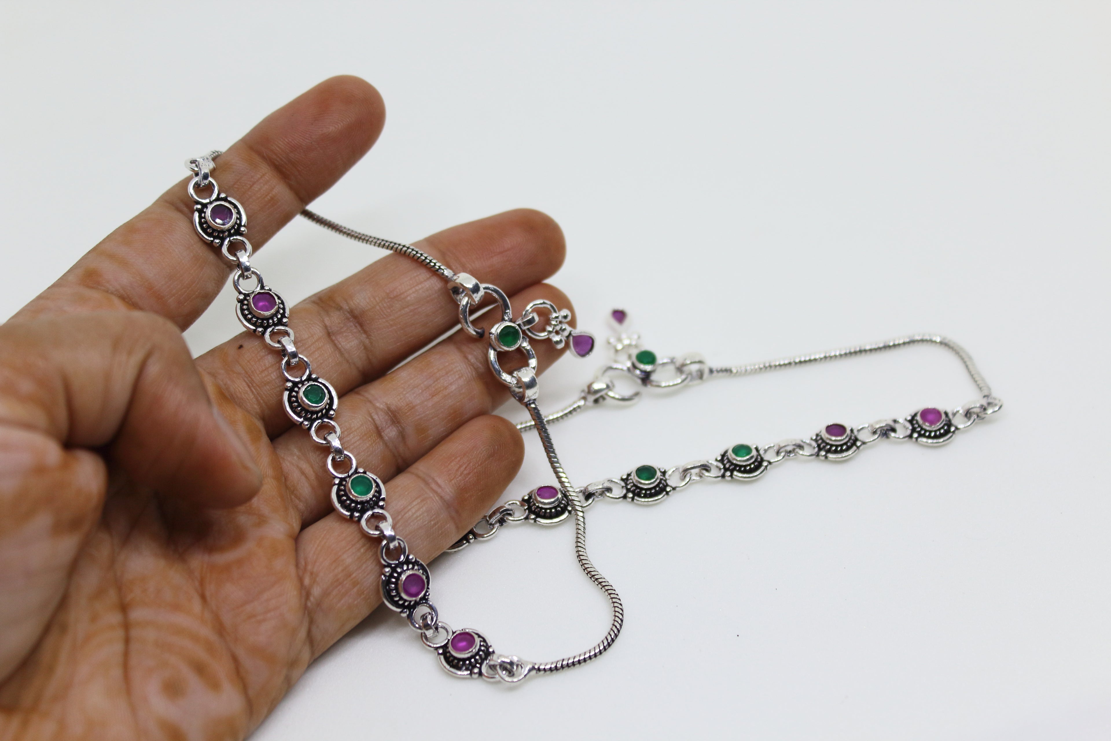Adakari Stone Sequence Stone Drop Anklet