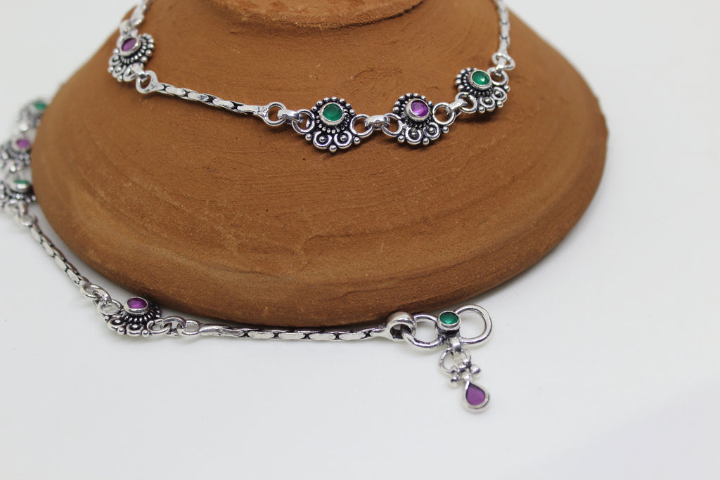 Adakari Stone Sequence stone drop Anklet