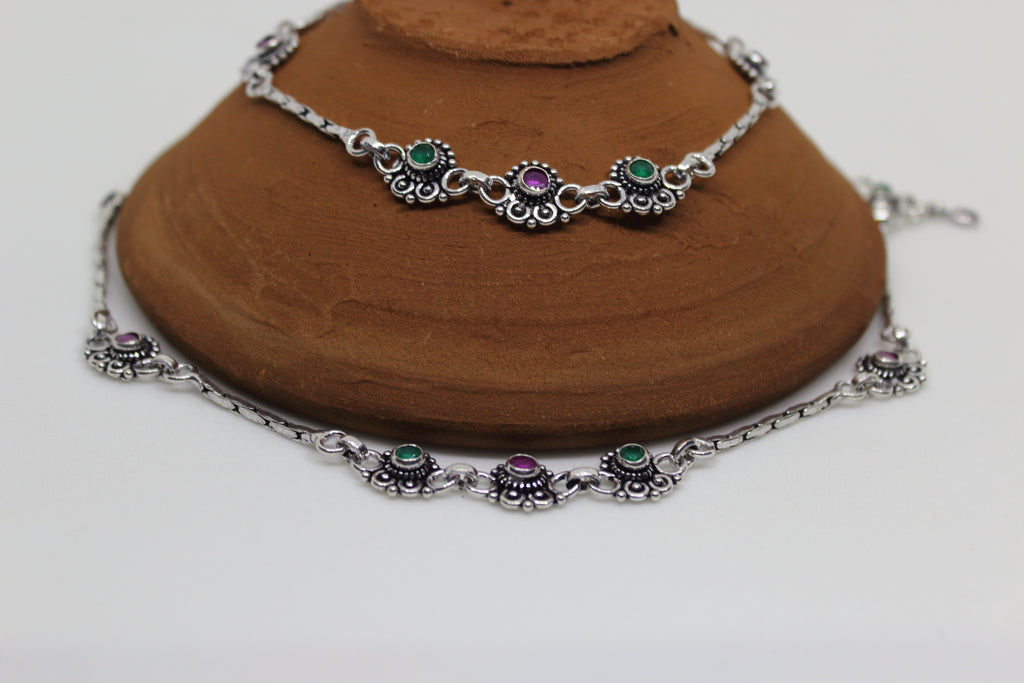 Adakari Stone Sequence stone drop Anklet