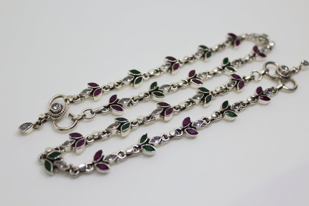 Adakari Petal Sequence Stone Drop Anklet
