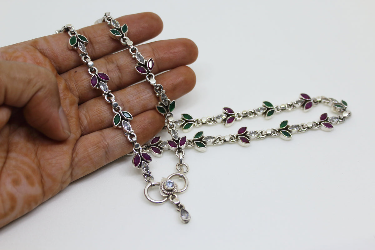 Adakari Petal Sequence Stone Drop Anklet