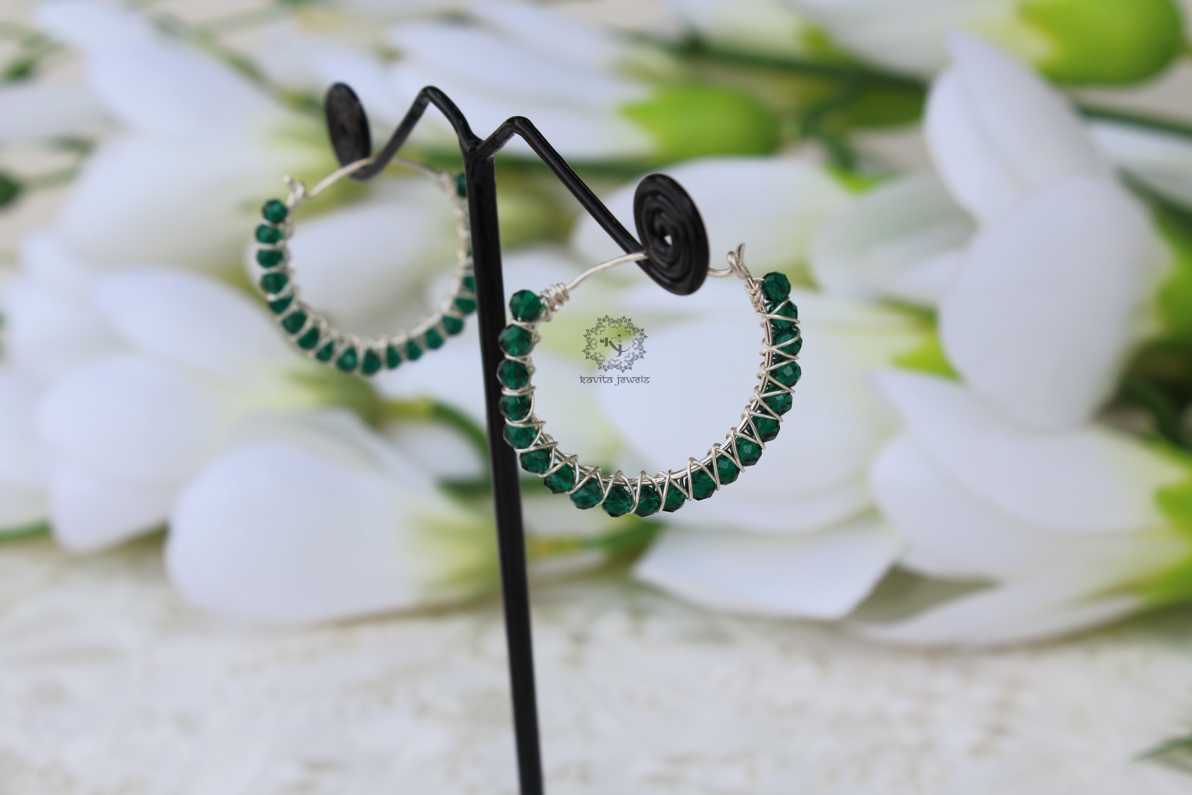 Green Bead Hoop/Bali