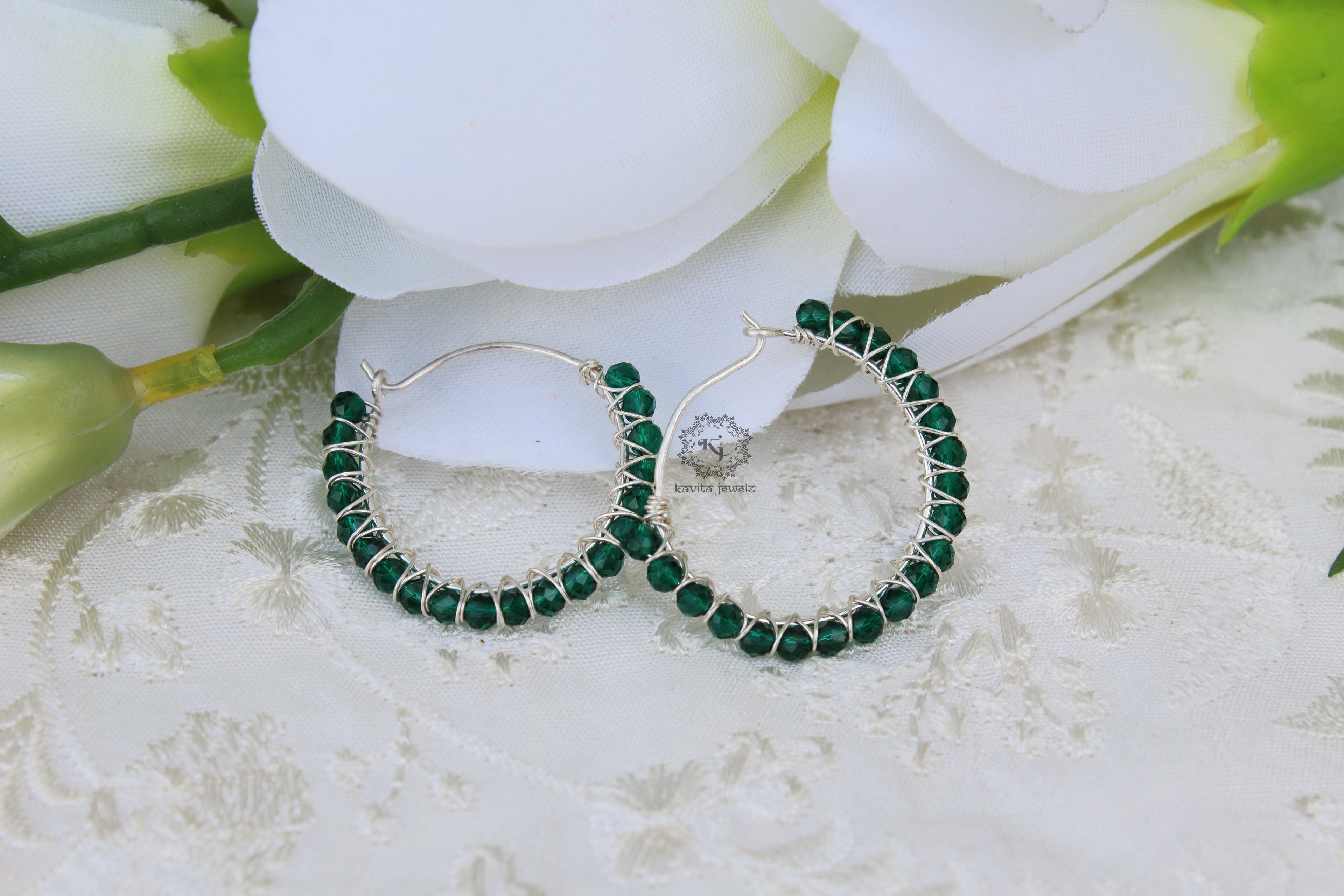 Green Bead Hoop/Bali