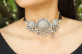 Detailed sunflower Carved Tri Motif Necklace