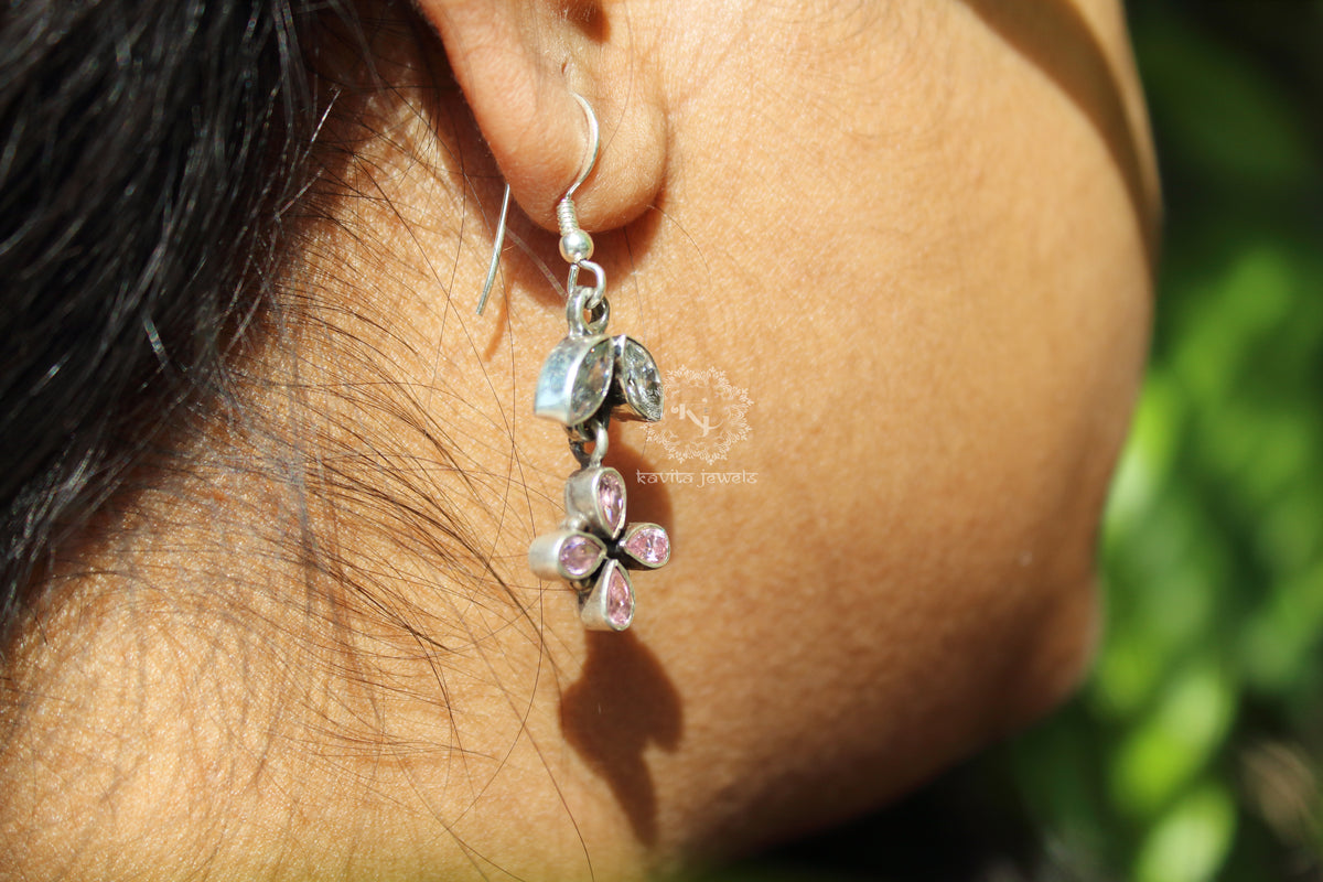 Petal And Flower Zircon Studded Drop earrings