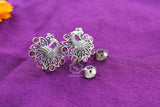 Intricate Jadau Peacock Stud Earrings