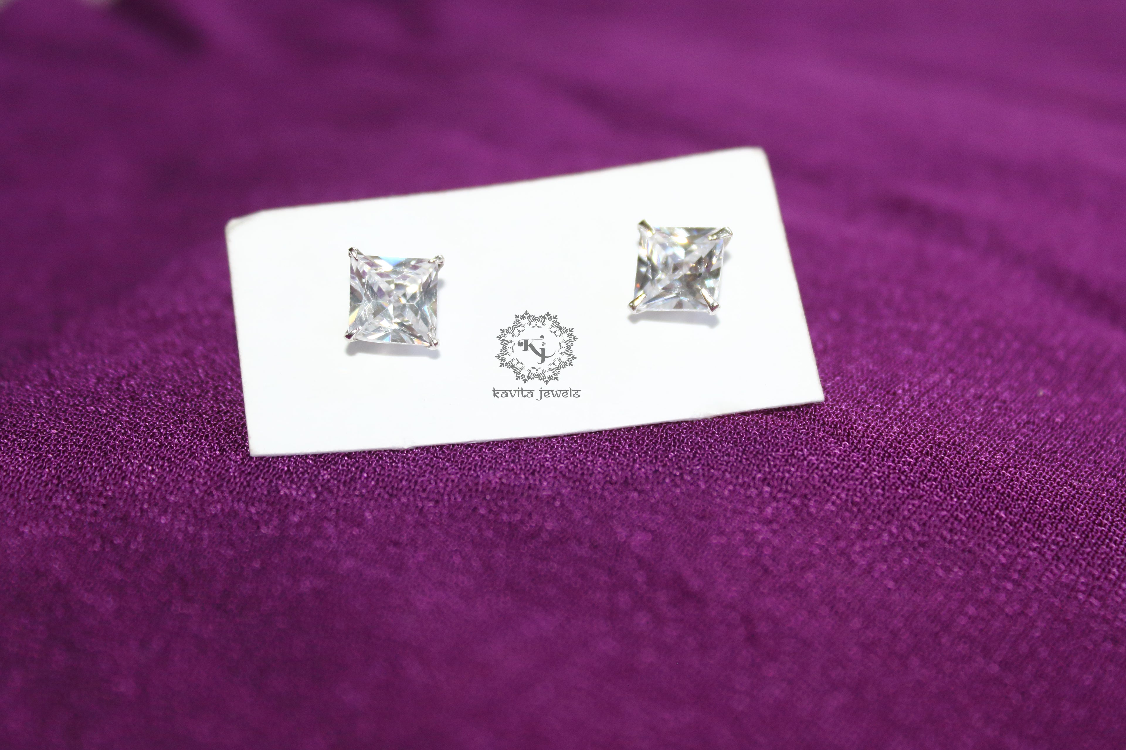 Square Cubic Zircon Studs