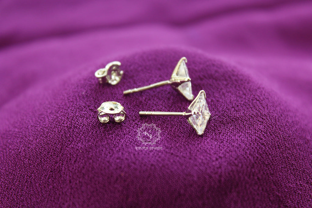 Square Cubic Zircon Studs