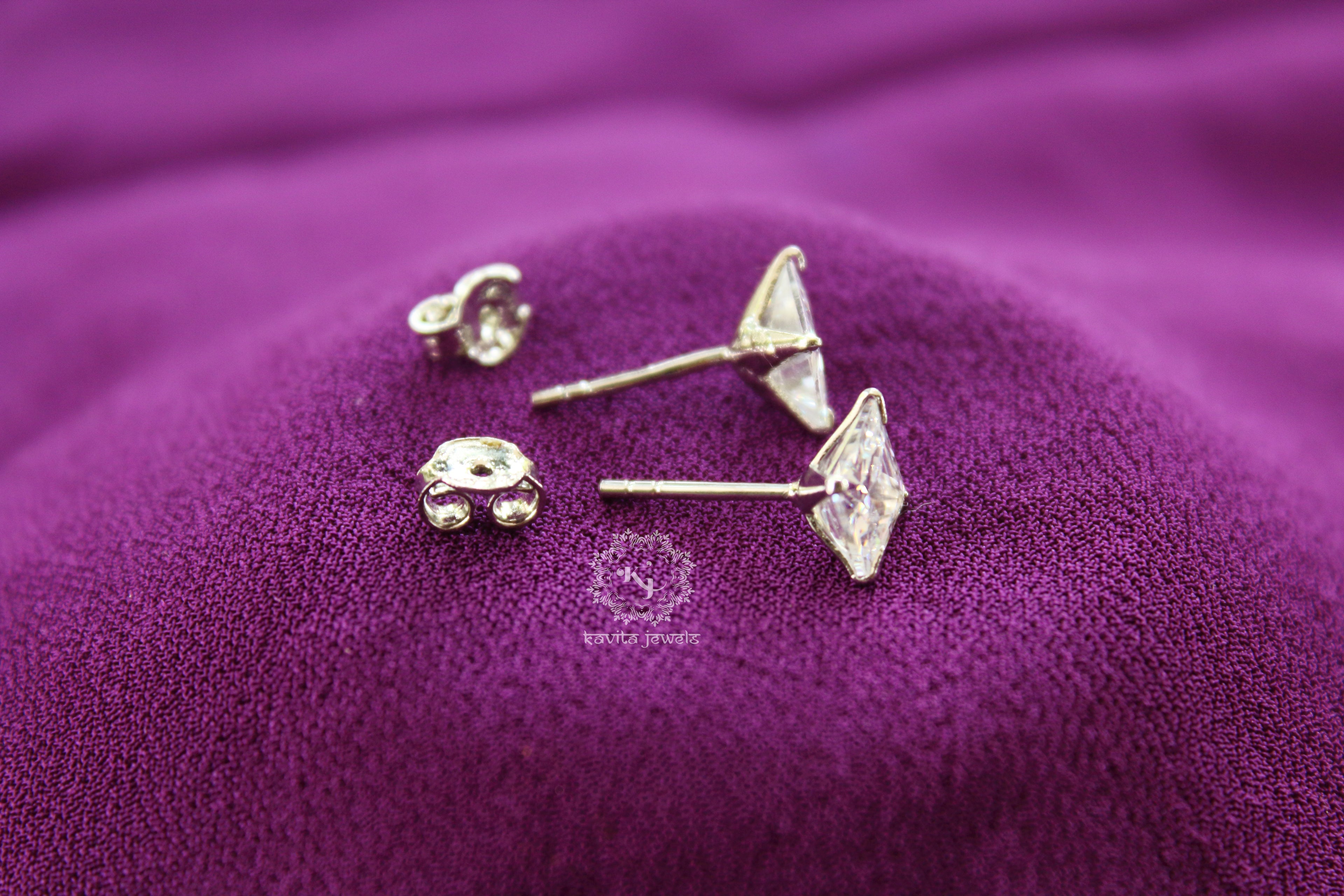 Square Cubic Zircon Studs