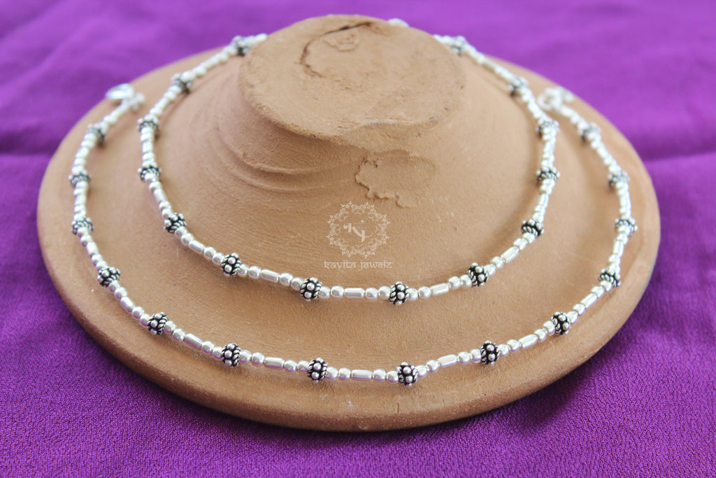 Delicate Silver Beads Anklet