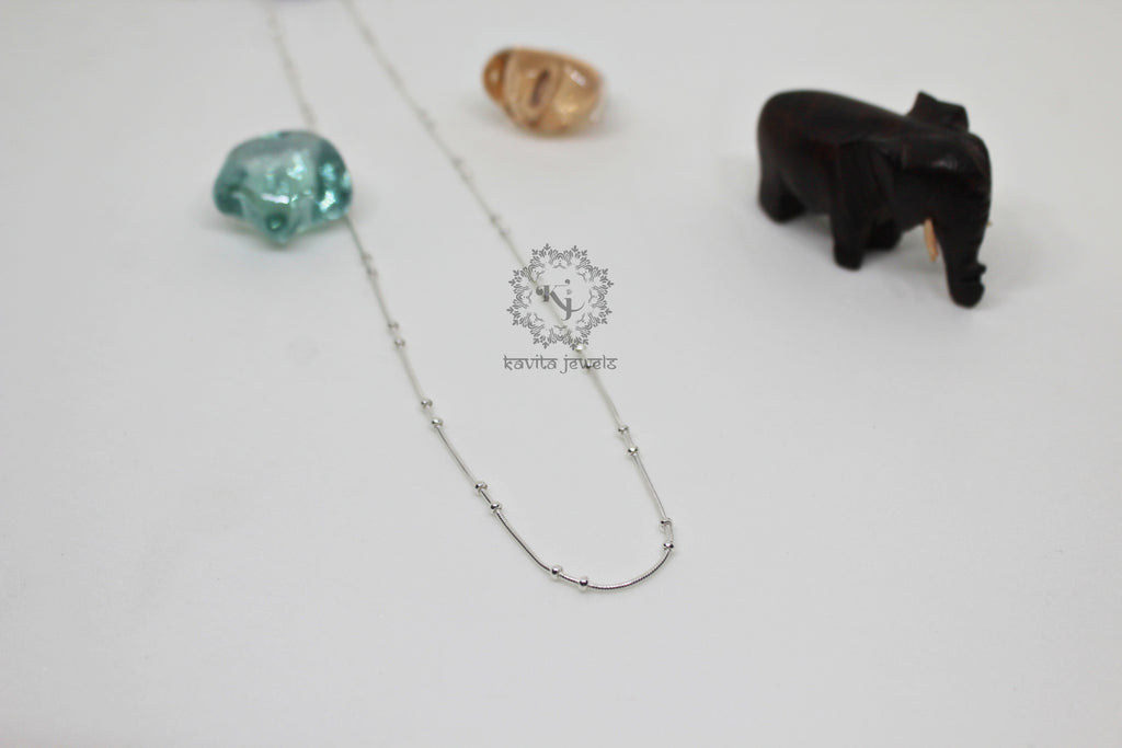 Delicate Silver Beads Snake Chain