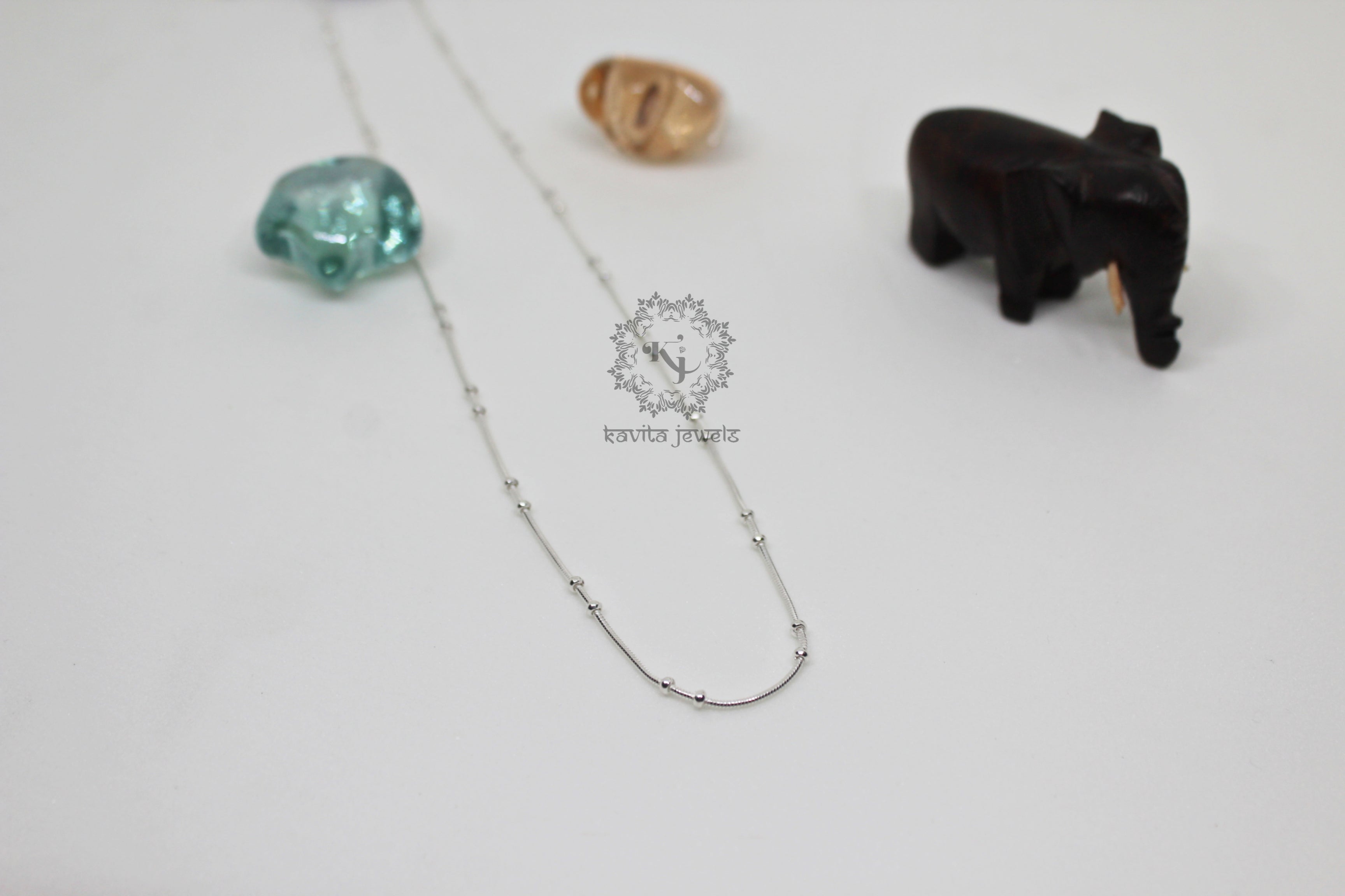 Delicate Silver Beads Snake Chain