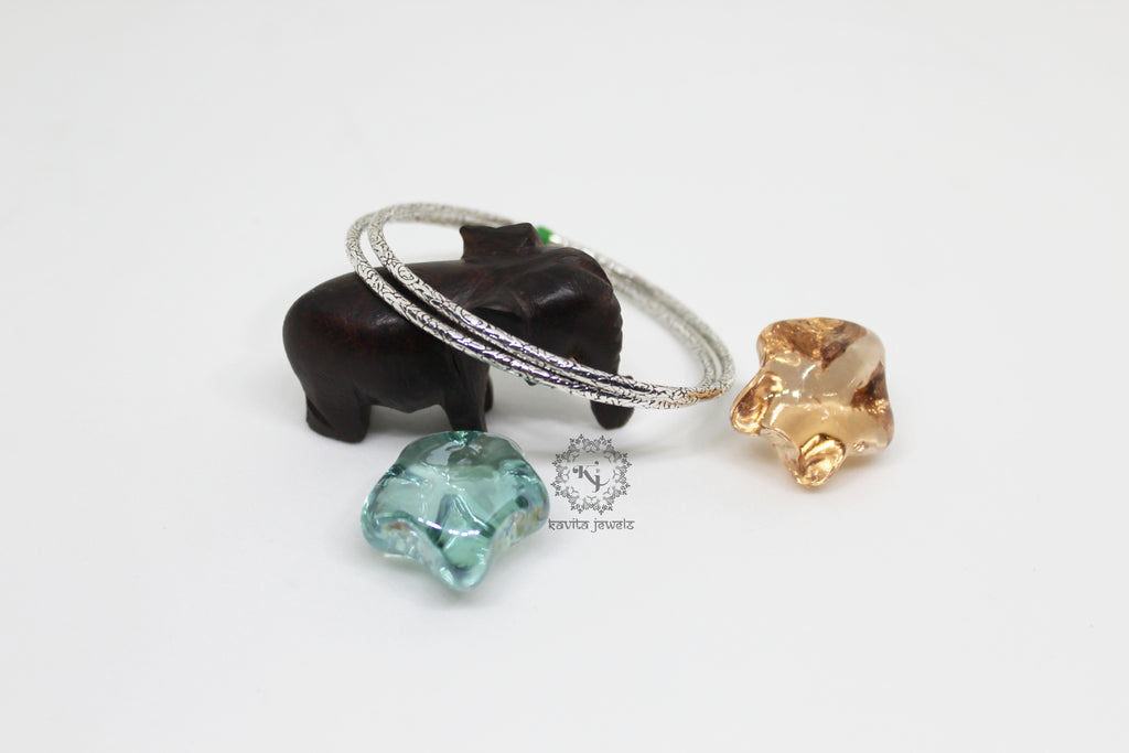 Oxidized Carved Bangle Pair