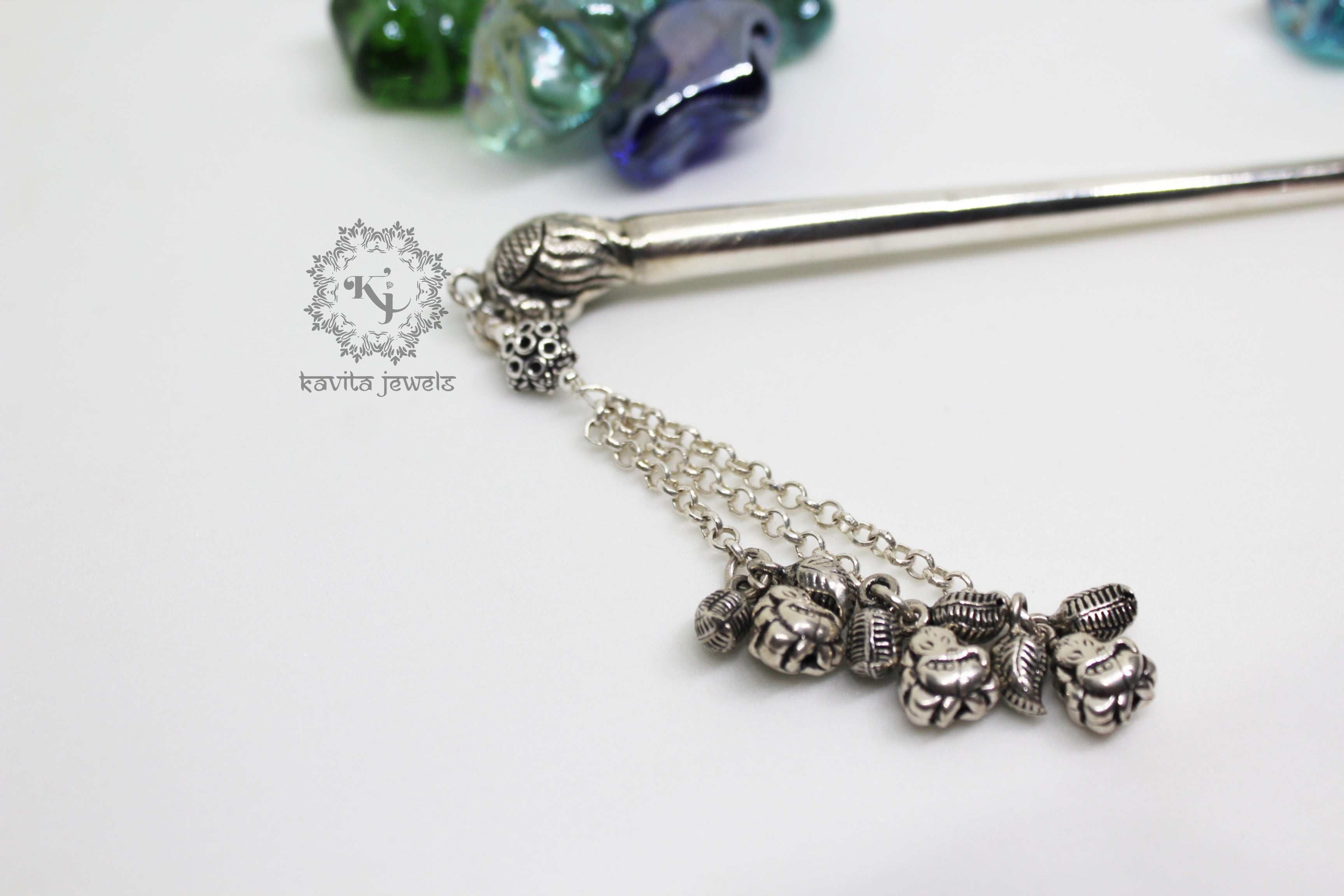 Mayura ganesha charm juda pin ( Big size )