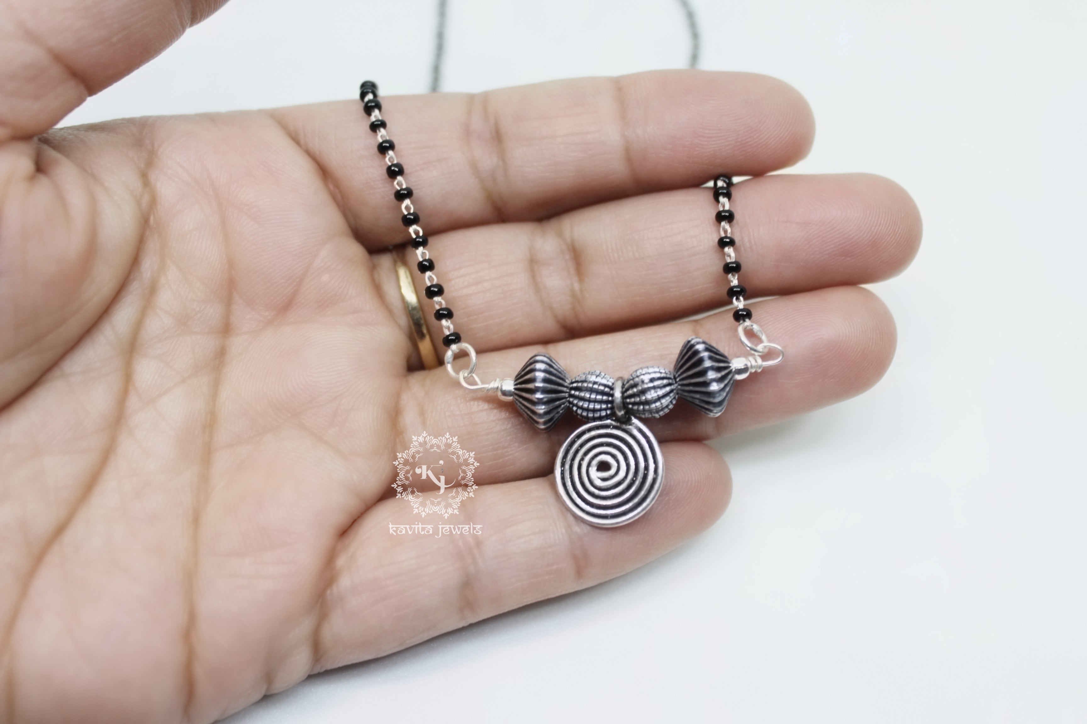 Oxidized Spiral Coin Mangalsutra