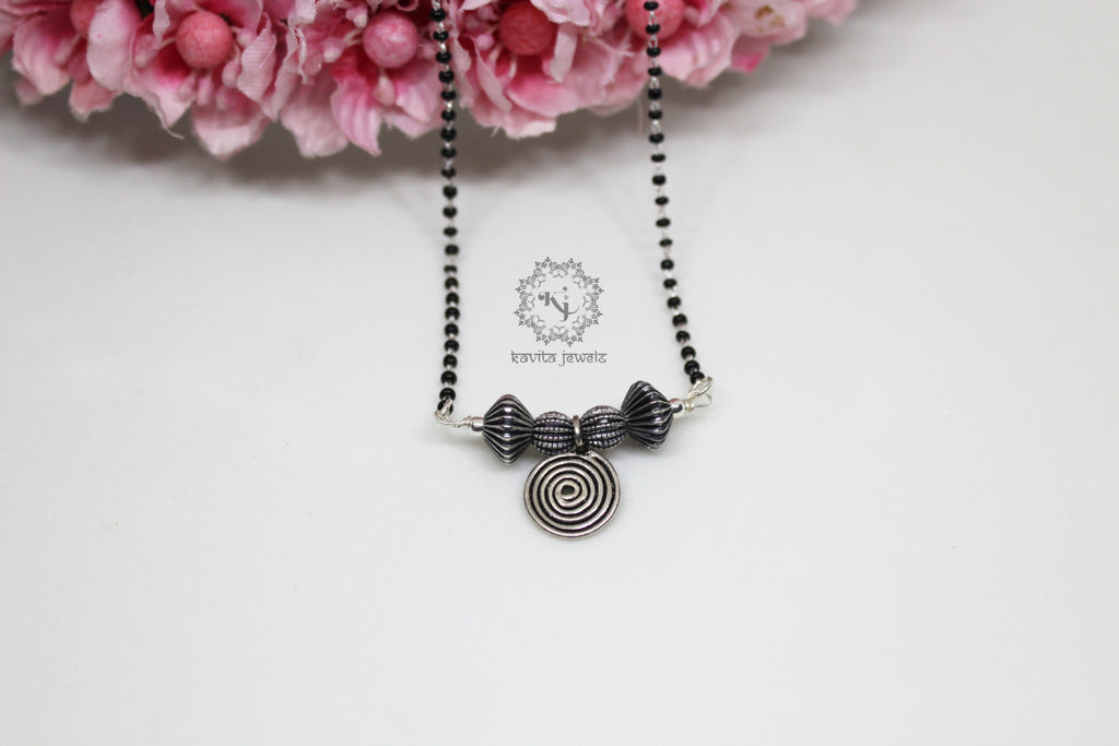 Oxidized Spiral Coin Mangalsutra