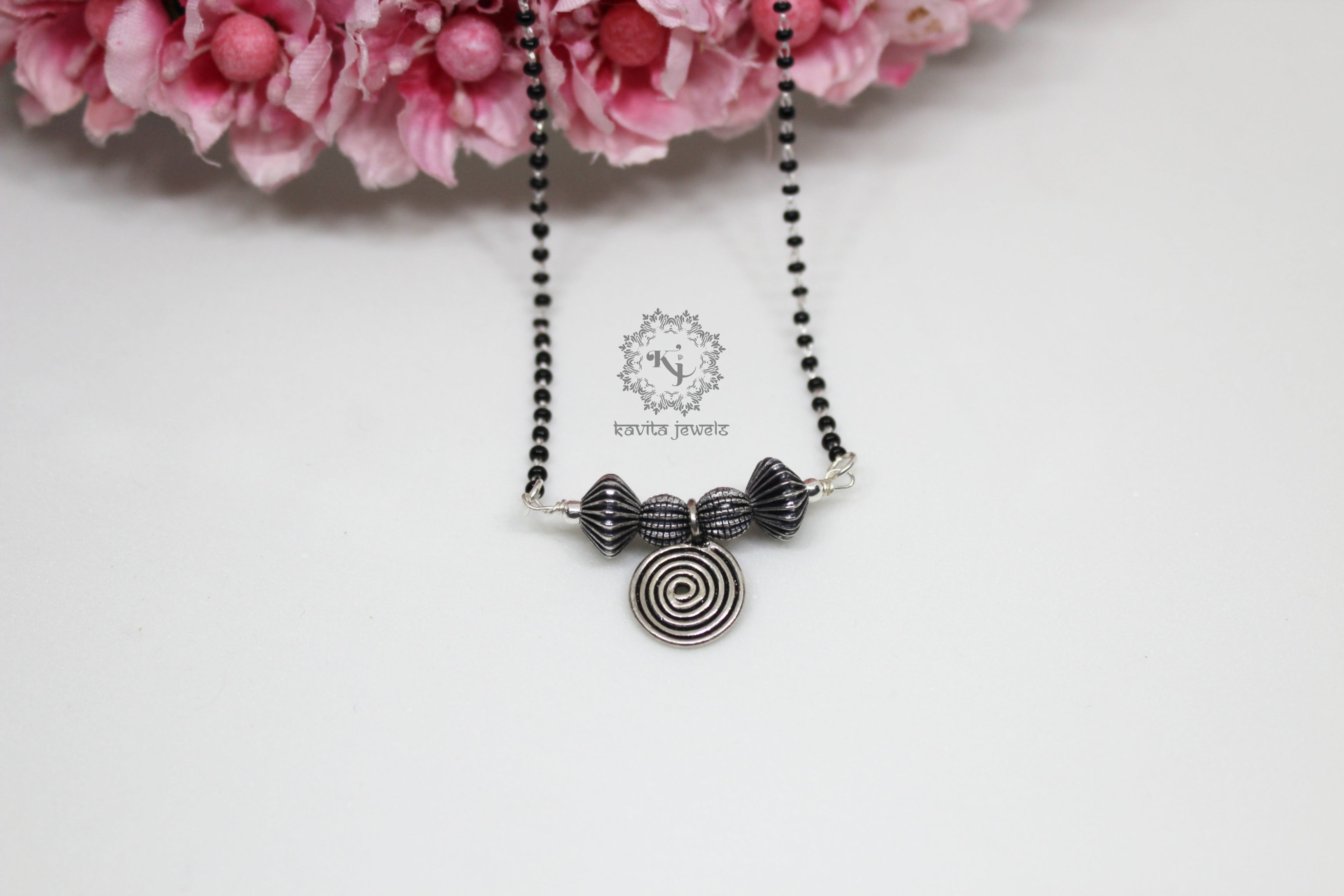 Oxidized Spiral Coin Mangalsutra