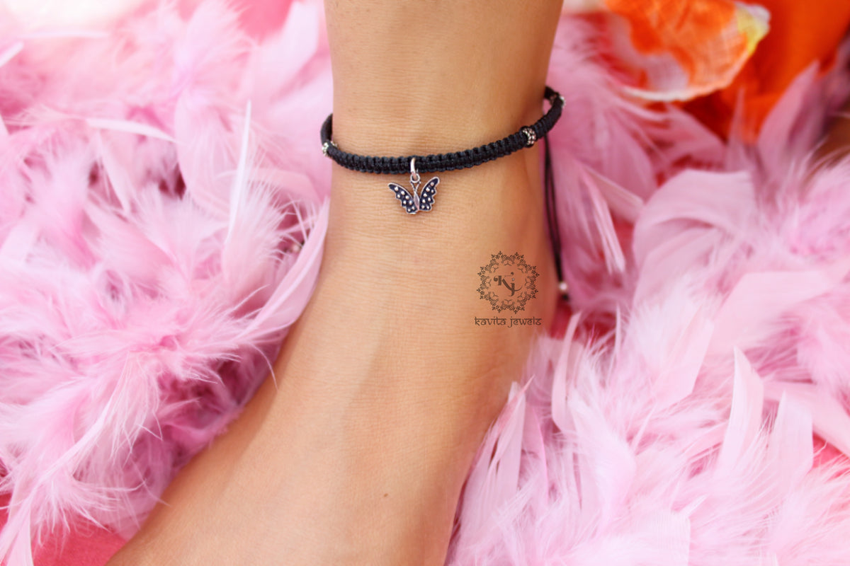 Butterfly charm thread anklet/nazaria