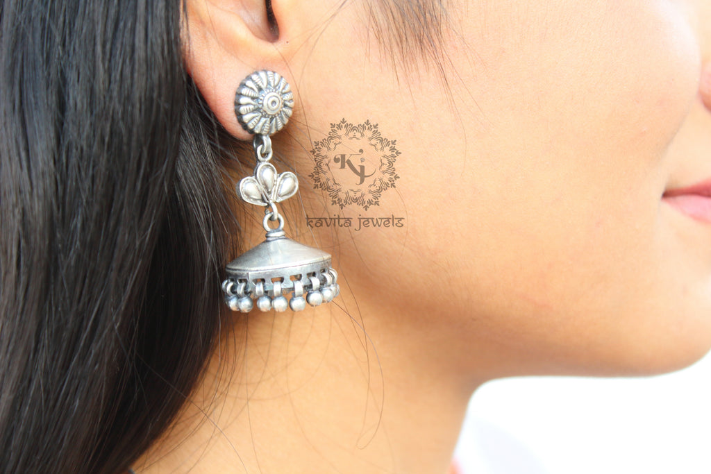 Vintage Style Flat Jhumka With small Ghungroo Hanging