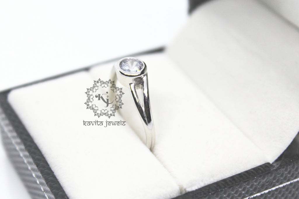Sterling Silver Single Stone Ring