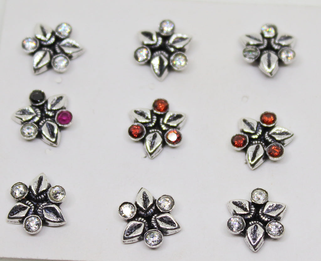 3 Leaf Nose pin with stones(Multicolor)