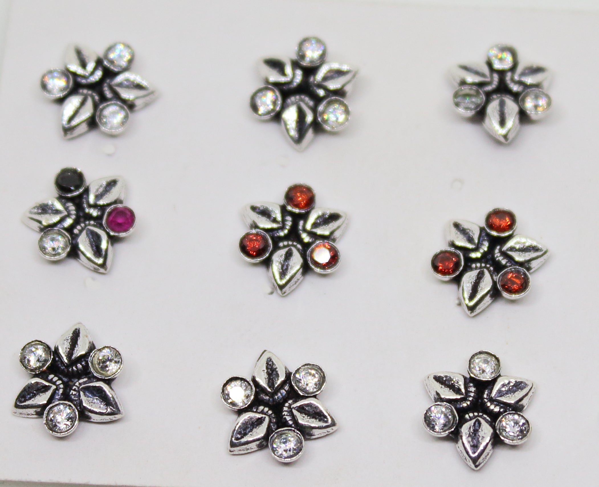 3 Leaf Nose pin with stones(Multicolor)