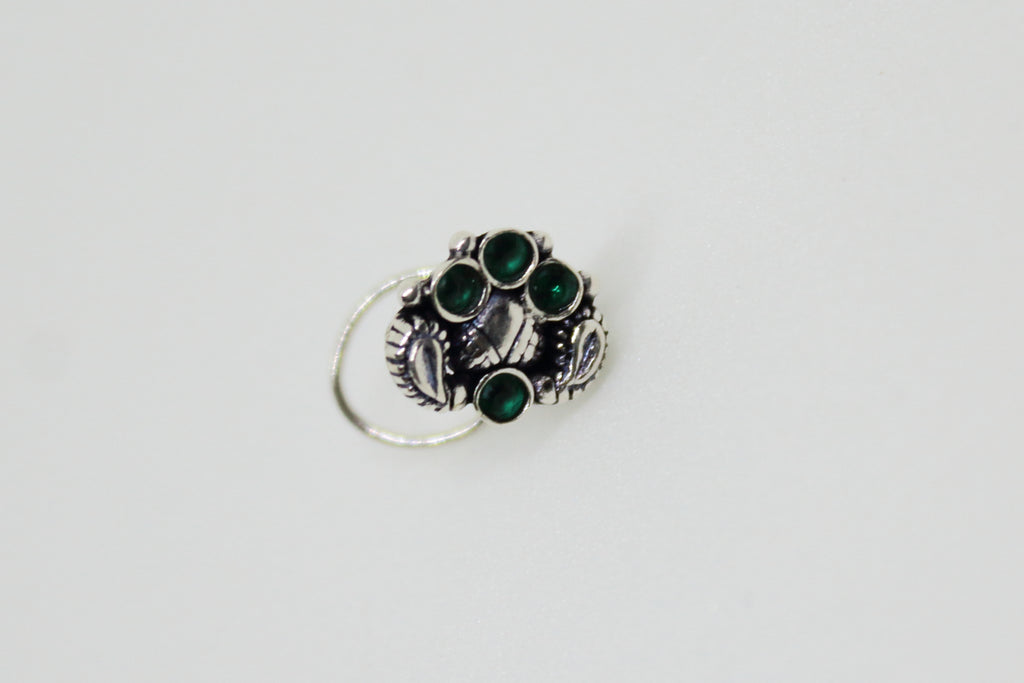 Amrapali Nose Pin Green Stone
