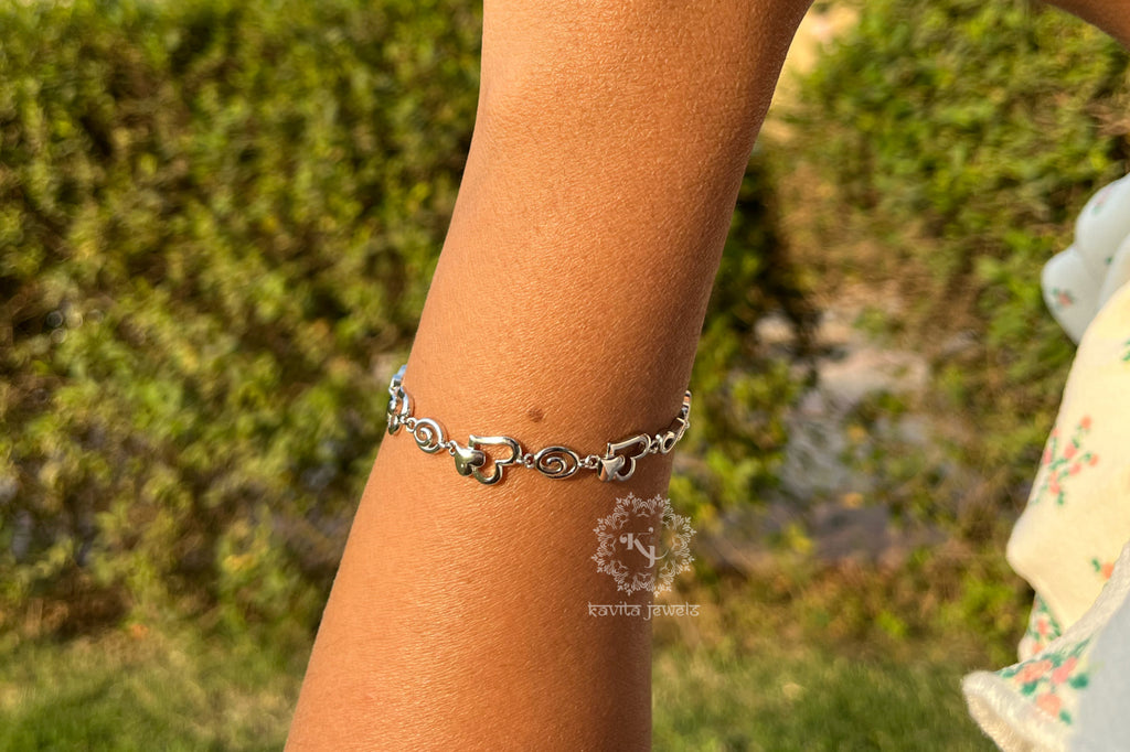 Dual Heart Rhodium Bracelet