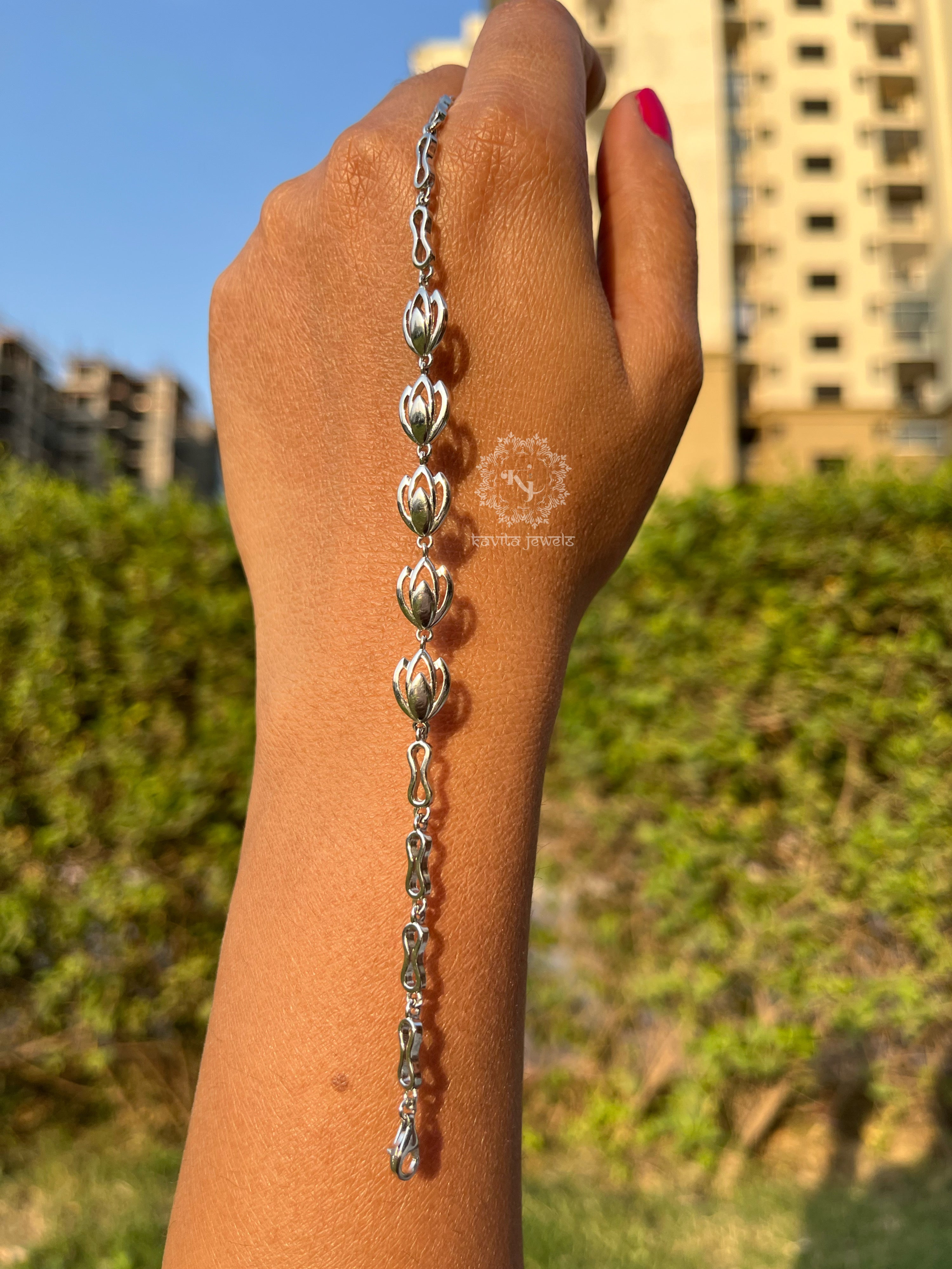 Lotus Array Rhodium Bracelet