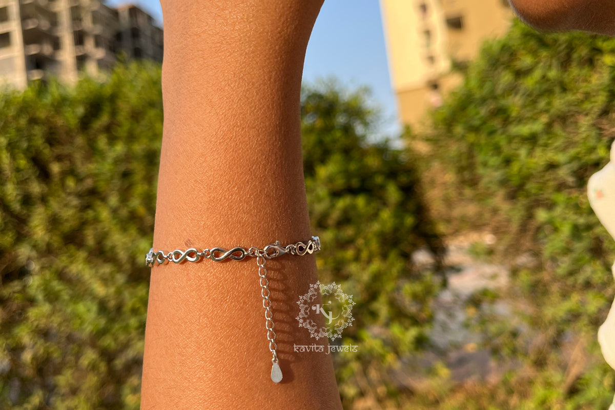 Dual Heart Rhodium Bracelet