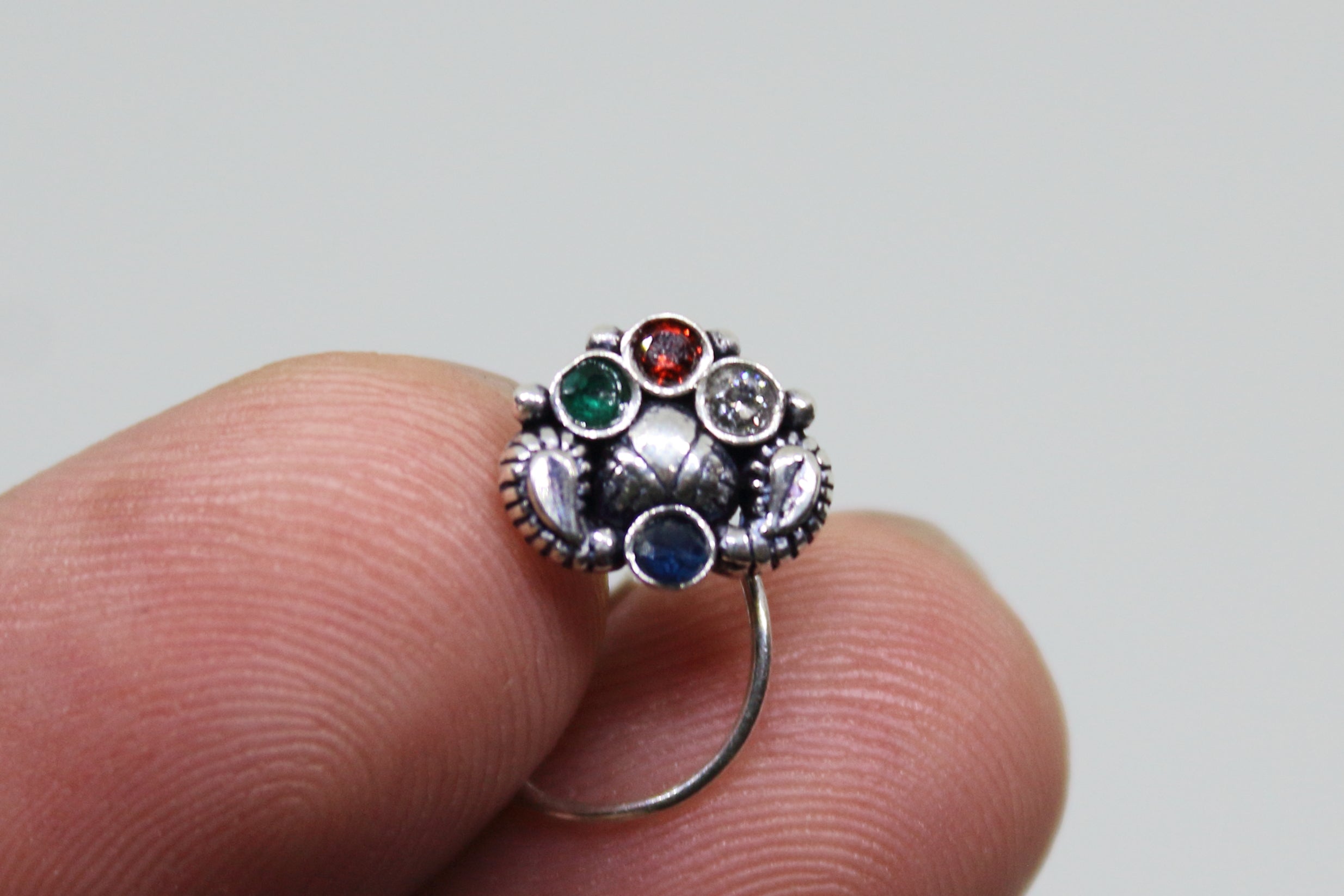 Amrapali Nose Pin Multicolor Stone